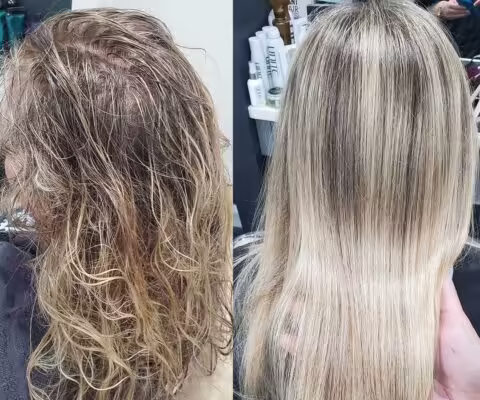 Brazilian Blowout hair transformation at Glamorous