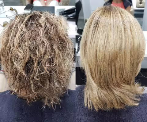 Brazilian Blowout smoothing treatment result at Glamorous Cayman Islands