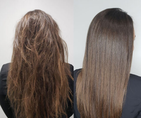 Brazilian Blowout before and after at Glamorous Cayman Islands
